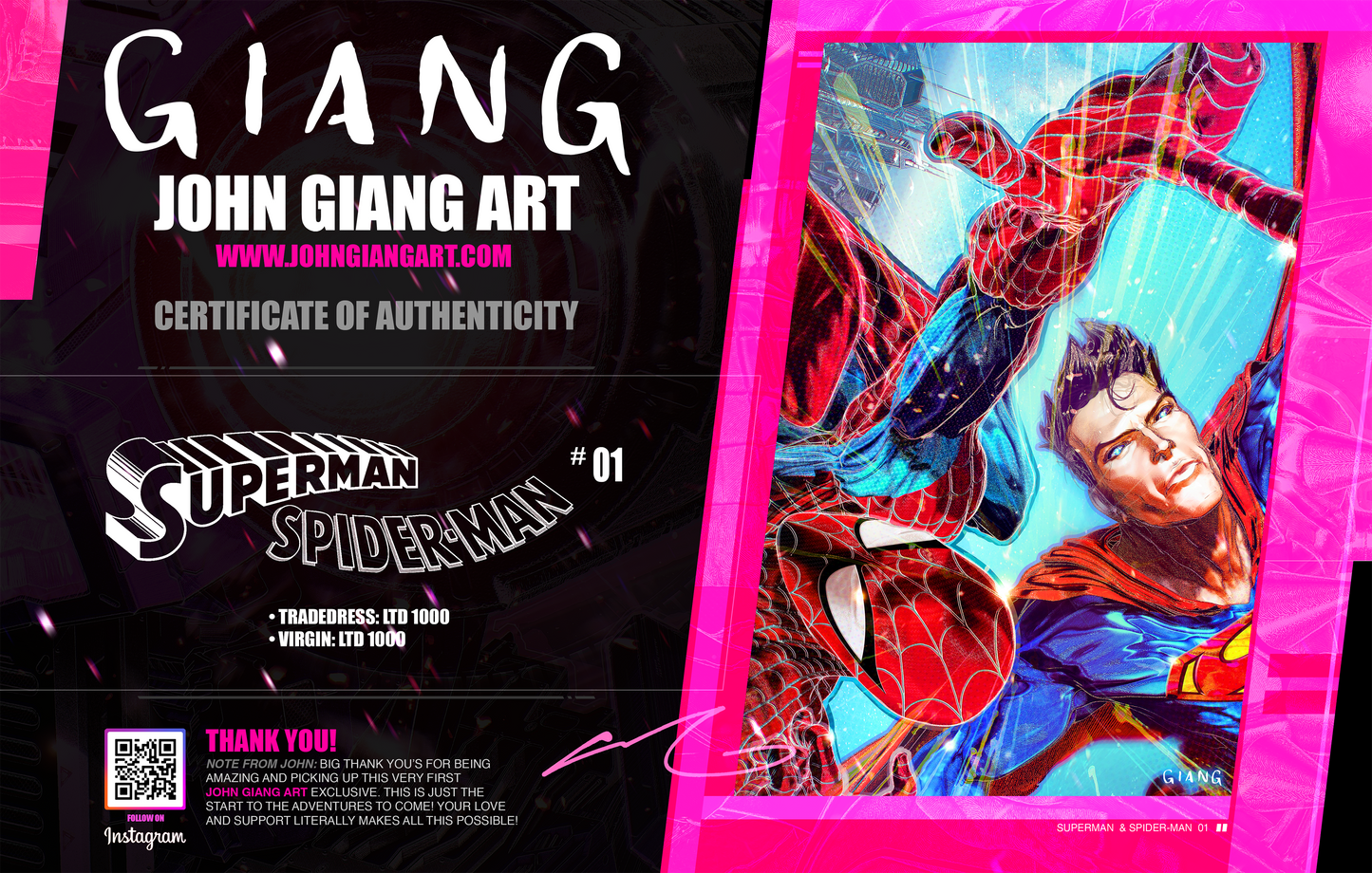 SUPERMAN SPIDER-MAN #1 John Giang Art Exclusive Variant
